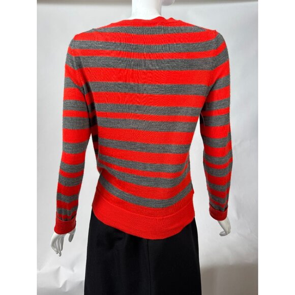 Ann Taylor Loft Womens Red & Gray Striped Button-Up Cardigan Sweater Size S - Picture 4 of 15